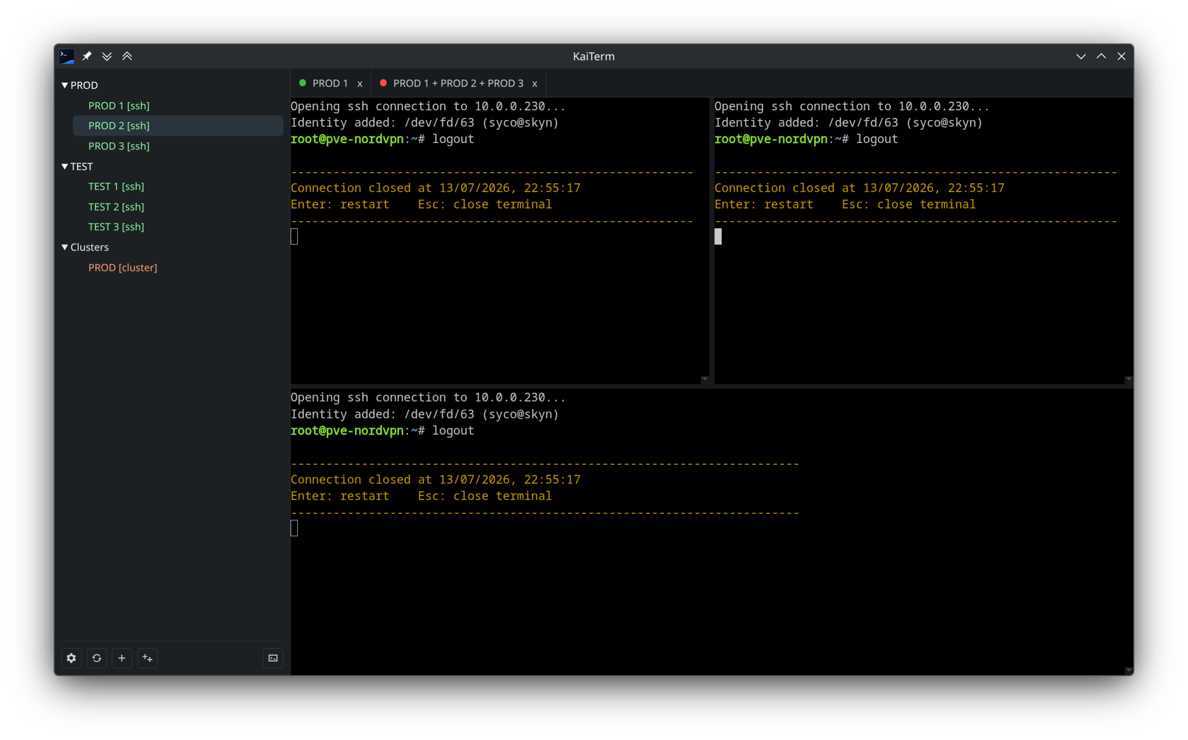 Four-way terminal split