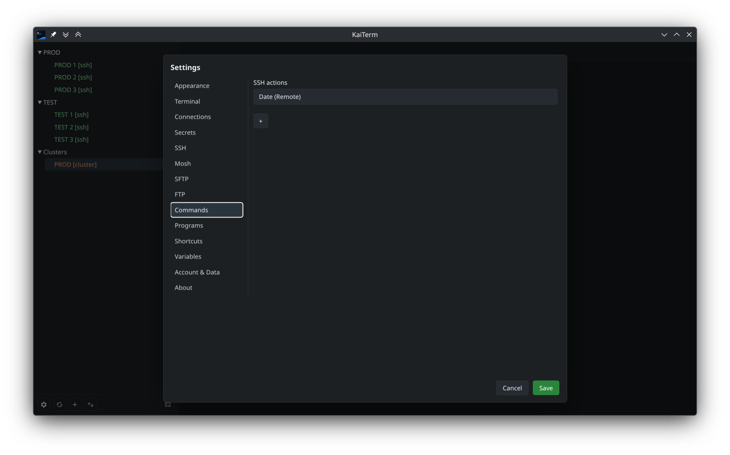 Command action settings