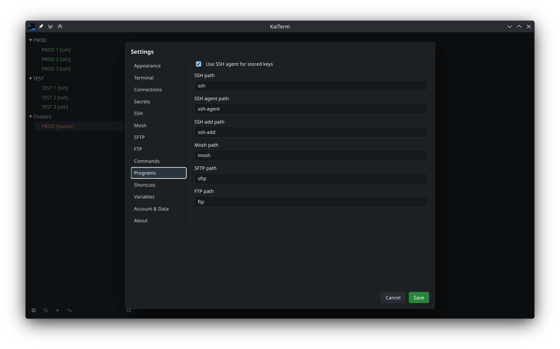 Program path settings