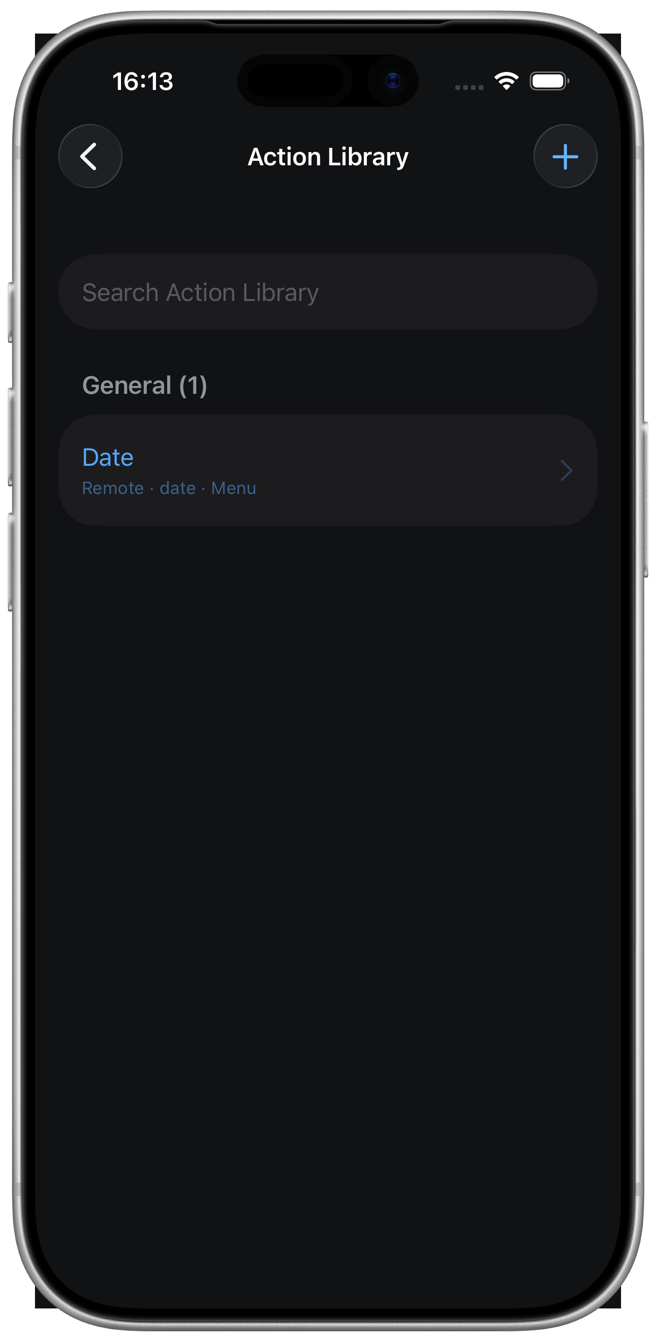 KaiTerm searchable Action Library on iOS.